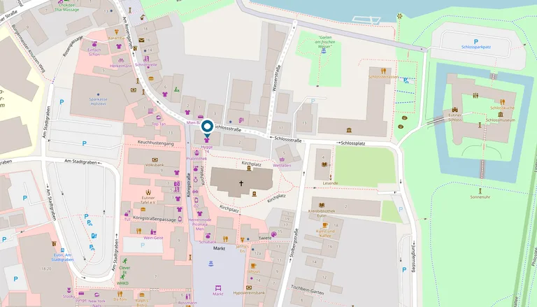 Kartenausschnitt von Eutin: Die Praxis liegt in der Königstraße 14, zwischen Marktplatz und Eutiner Schloss